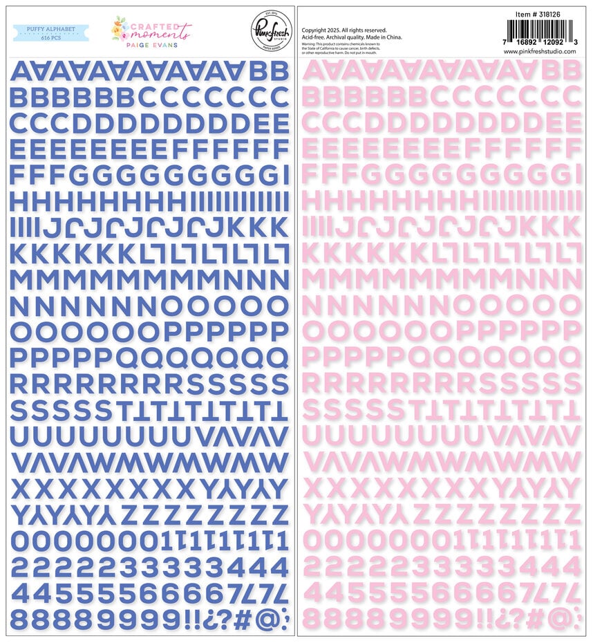 PinkFresh Studio - Crafted Moments Mini Puffy Alpha Stickers by Paige Evans