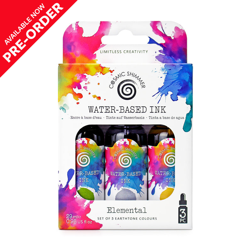  Cosmic Shimmer - Elemental Water-Based Inks, Set of 3 Earthtone Colours