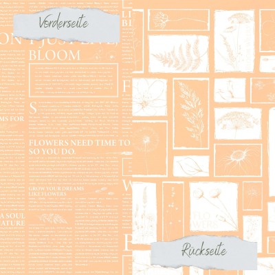 Creative Depot - Designpapier - Basic - Aprikosenmousse - Newspaper + Wildflowers - Doppelseitig bedruckt