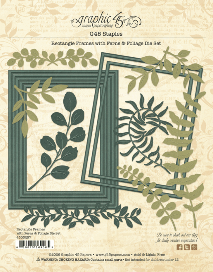 Graphic 45 - Rectangle Frames with Ferns & Foliage Die Set