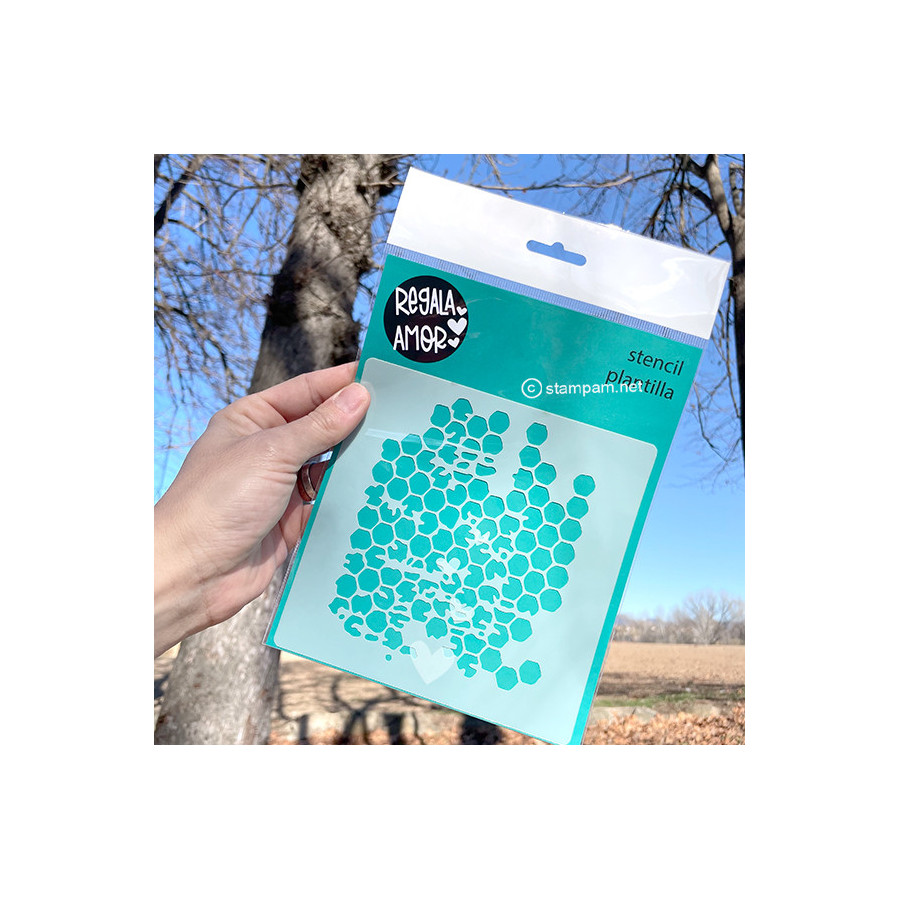 Pochoir 15x15cm- HONEY - STAMPAM Pochoir 15x15cm- HONEY - STAMPAM
