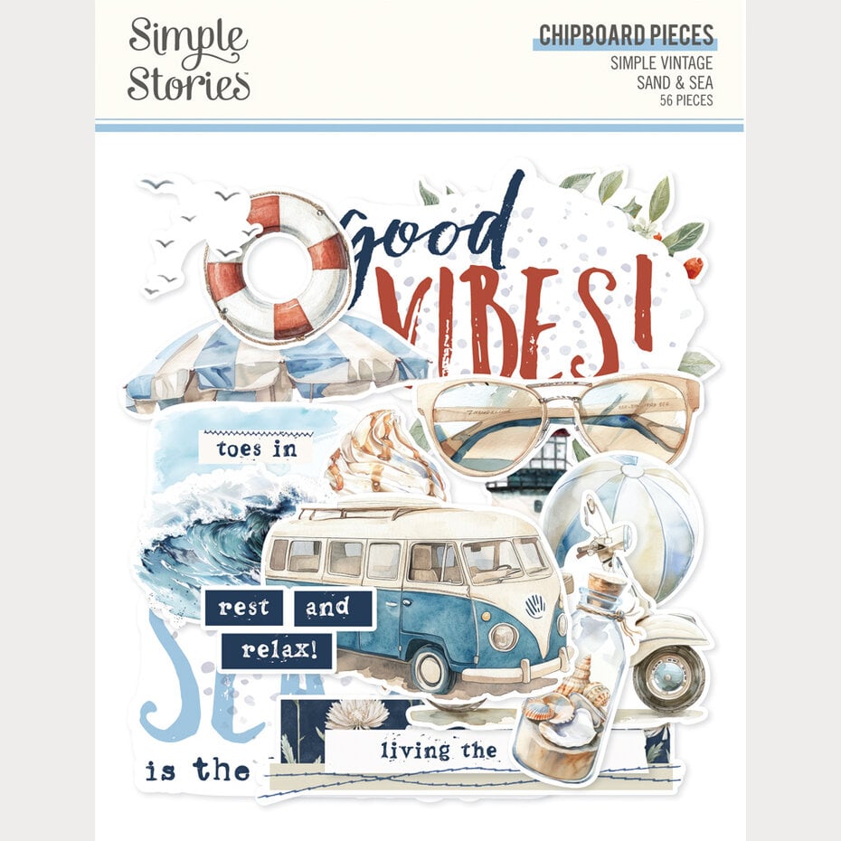 Simple Stories - Simple Vintage Sand & Sea Chipboard Pieces