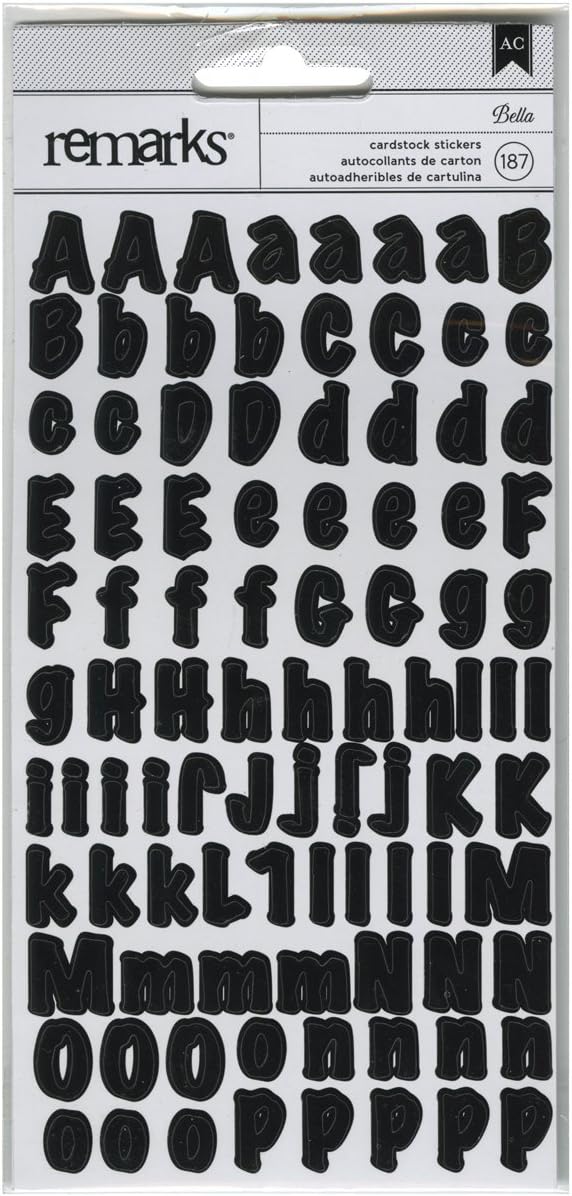 American Crafts Cardstock Stickers 4.75"X12" Sheet-Bella-Black 