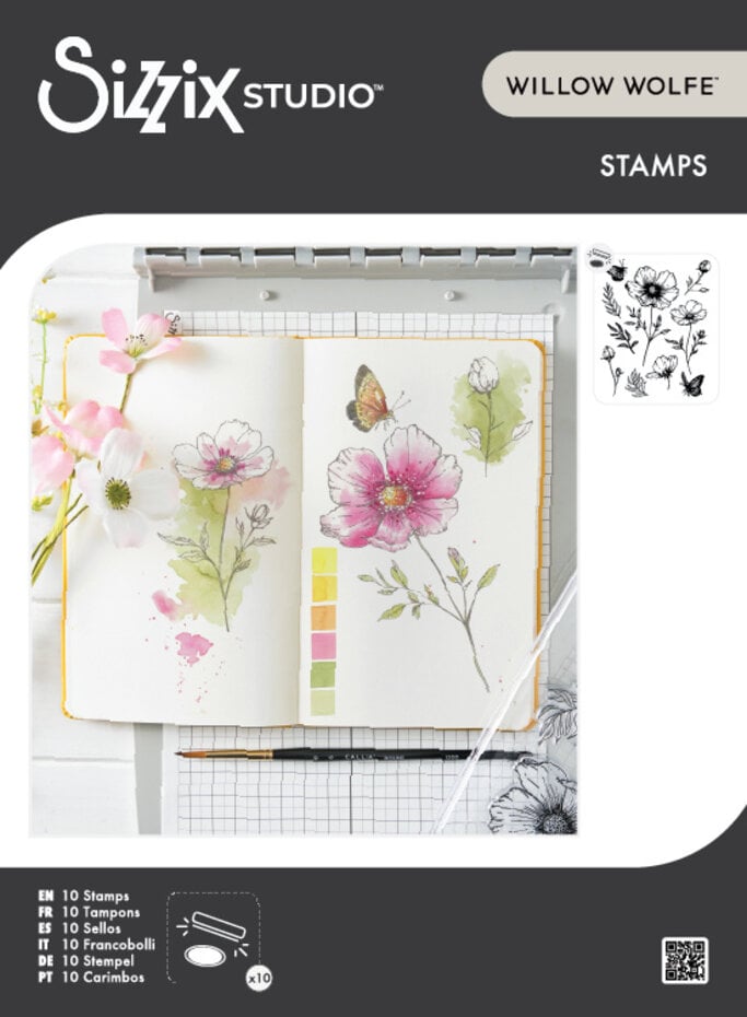 Sizzix - Studio Clear Stamps by Willow Wolfe Cosmo and Butterflies (10pcs)