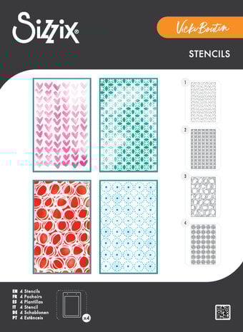 Sizzix Studio - Stencil A5 by Vicki Boutin Buildables Backgrounds #1 (4pcs)