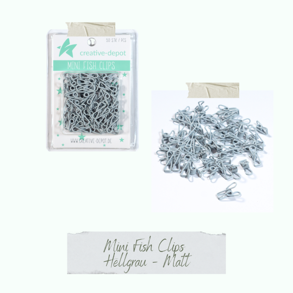 Creative Depot -  Mini Fish Clip - Hellgrau - Matt - 50 Stück  Creative Depot -  Mini Fish Clip - Hellgrau - Matt - 50 Stück