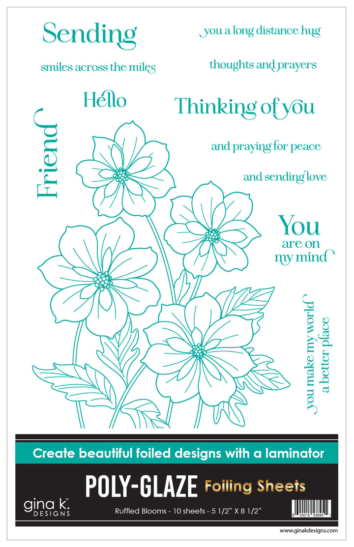 Gina K Designs - POLY-GLAZE Foiling Sheets- Ruffled Blooms