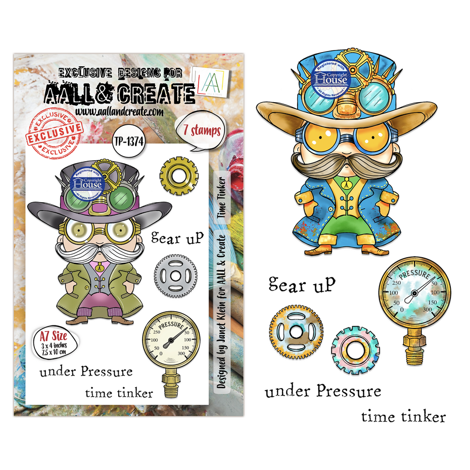 AALL & Create - Steam & Wonder A7 Stamp Sets Time Tinker by Janet Klein