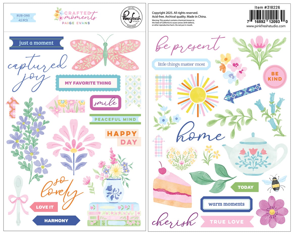 PinkFresh Studio - Crafted Moments Rub-ons by Paige Evans