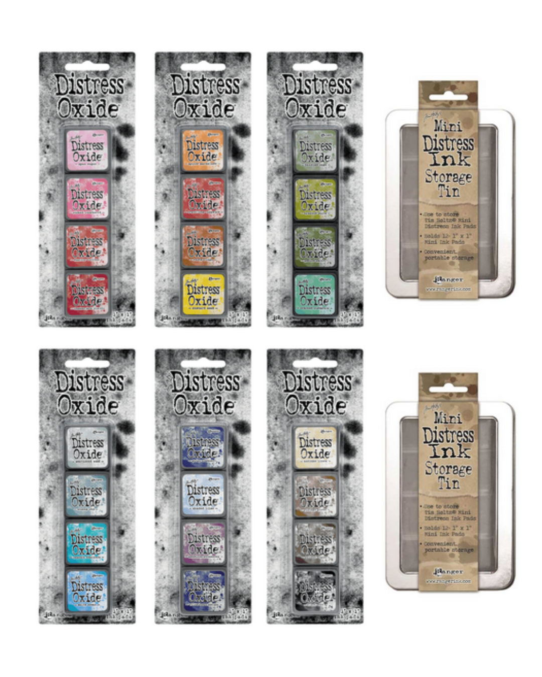 Tim Holtz - Distress Mini Oxide Ink Pads #Alle 6 Sets + 2x  Tim Holtz Mini Distress Ink Storage Tin Tim Holtz - Distress Mini Oxide Ink Pads #Alle 6 Sets + 2x  Tim Holtz Mini Distress Ink Storage Tin
