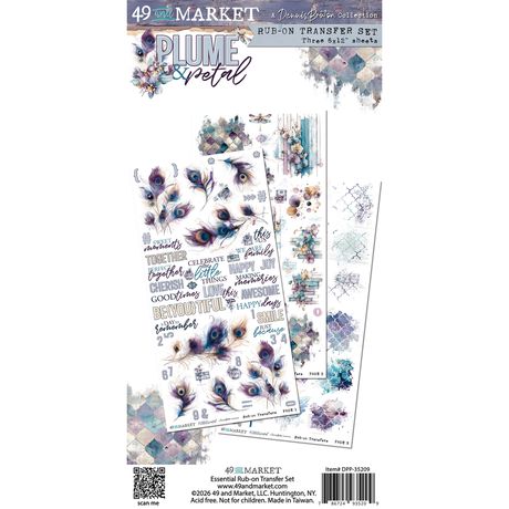 49 And Market Blendable Rub-On Transfer Set 6"X12" - Plume & Petal