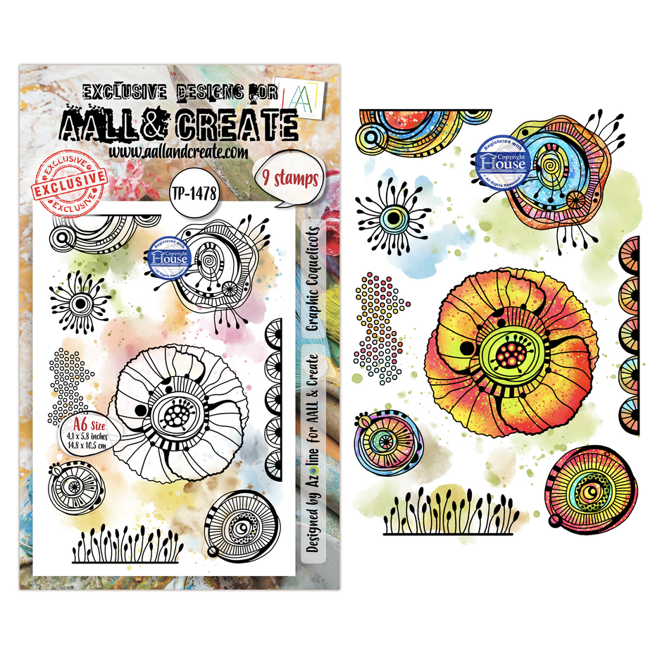 Craft Consortium - Lovely Couleurs A6 Stamp Sets Lovely Coquelicots by Azoline