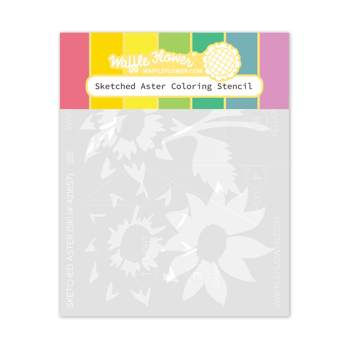 Waffle Flower - Sketched Aster Coloring Stencil