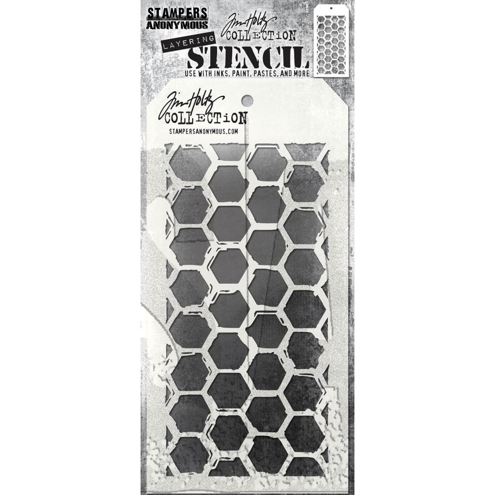 Tim Holtz Layered Stencil 4.125"X8.5" - Brush Hex 