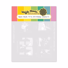 Waffle Flower - Open Book Trio Birthday Stencil