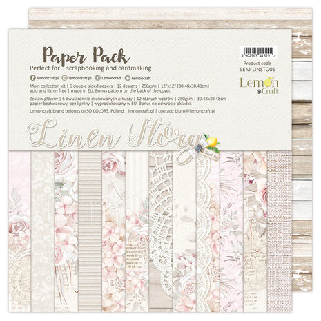 Lemon Craft - Linen Story 12x12 Inch Paper Pad