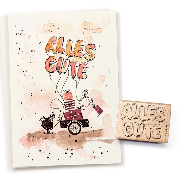cats on appletrees - Stempel Alles Gute Ballonschrift