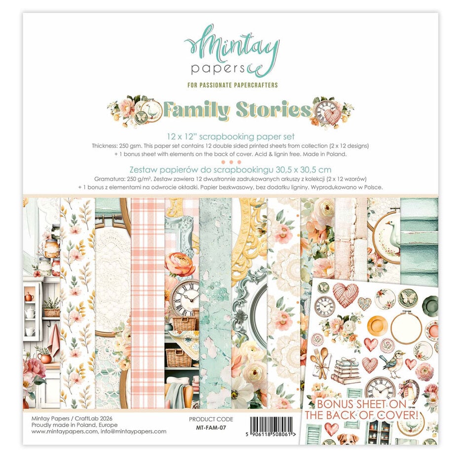 Mintay - Family Stories 12x12 Inch Scrapbooking Paper Set