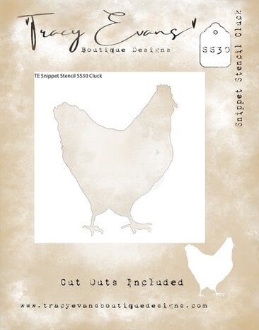 Tracy Evans - Cluck 4x4 Inch Snippet Stencil Tracy Evans - Cluck 4x4 Inch Snippet Stencil