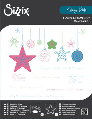 Sizzix • Framelits Die w/Stamps by Stacey Park A5 Holiday Bits and Bobs (1+25pcs)