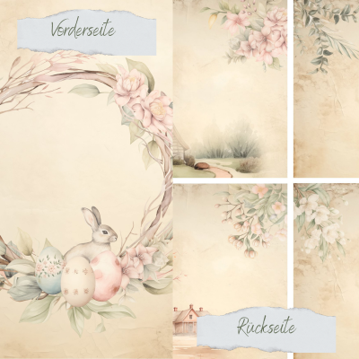 Creative Depot - Designpapier - Vintage Osterkranz - Doppelseitig bedruckt 