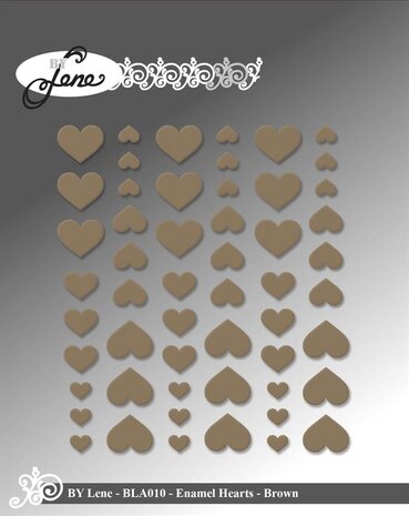 By Lene - Enamel Hearts Brown (54pcs) 