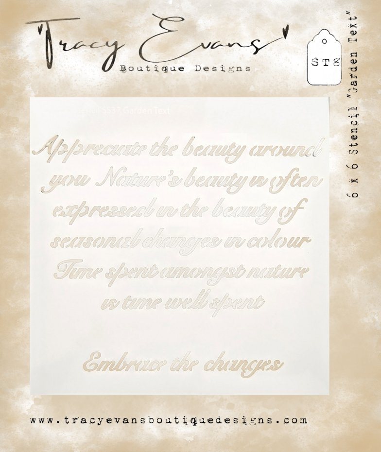 Tracy Evans - Garden Tekst 6x6 Inch Stencil