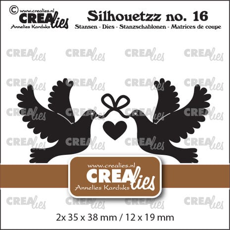Crealies - Silhouetzz Dies No. 16 Doves with Heart