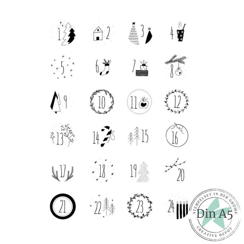 Creative Depot -  Stempelset - Adventskalenderzahlen - Skandi 