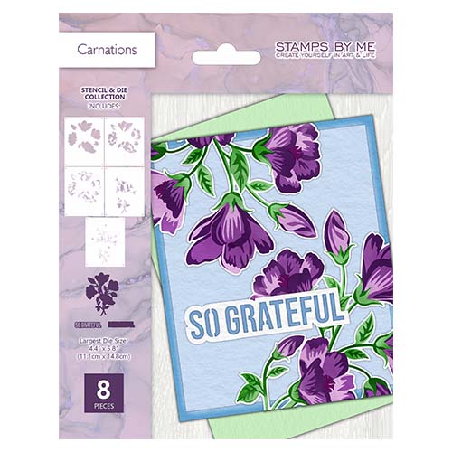 STAMPS BY ME - STENCIL & DIE SET - CARNATIONS - 090724K
