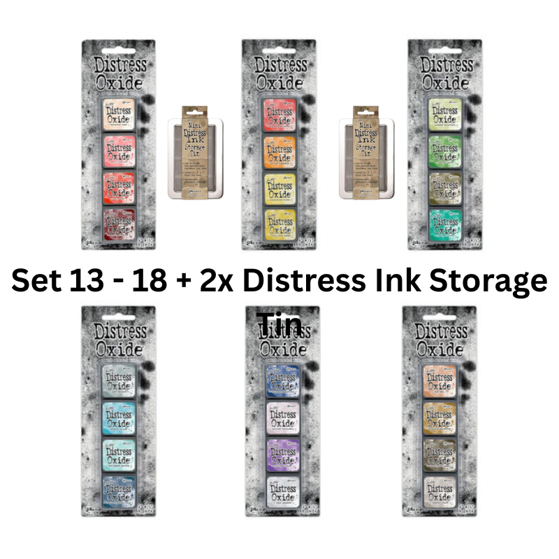 Tim Holtz - Distress Mini Oxide Ink Pads # Set 13 bis 18 + 2x Tim Holtz Mini Distress Ink Storage Tin