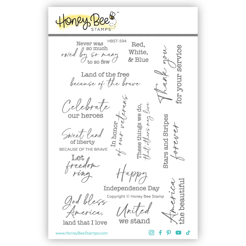 Honey Bee - Because Of The Brave - 4x6 Stamp Set  Honey Bee - Because Of The Brave - 4x6 Stamp Set