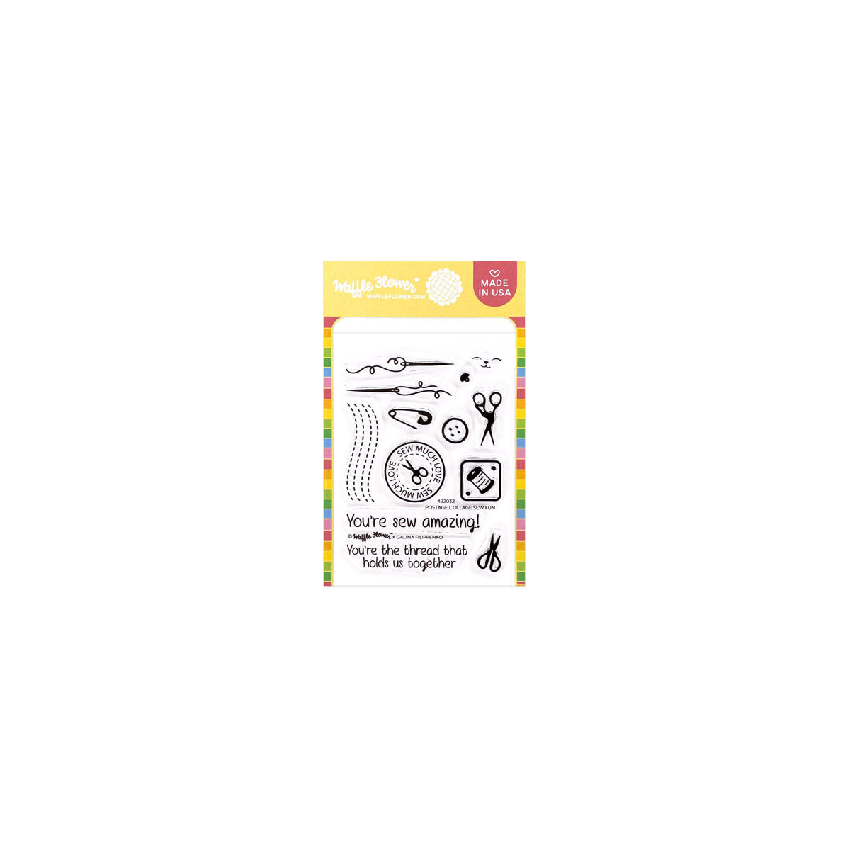 Waffle Flower- Postage Collage Sew Fun Stamp Set