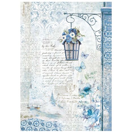 Stamperia - A4 Rice Paper Blue Land Lamp
