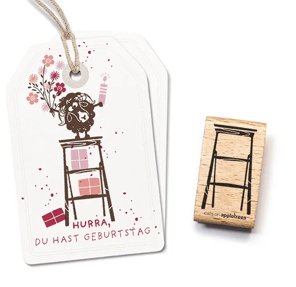 cats on appletrees - Stempel Holzleiter