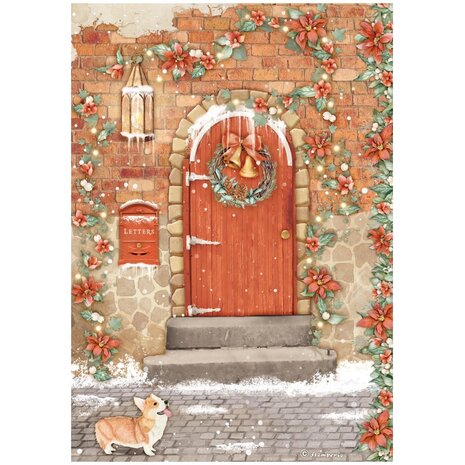 Stamperia - All Around Christmas A4 Rice Paper Red Door