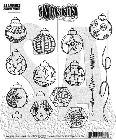 Stampers Anonymous - Hanging Your Baubles Dylusions Cling Stamps