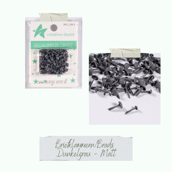 Creative Depot -  Brads - Dunkelgrau - Matt - 100 Stück Creative Depot -  Brads - Dunkelgrau - Matt - 100 Stück
