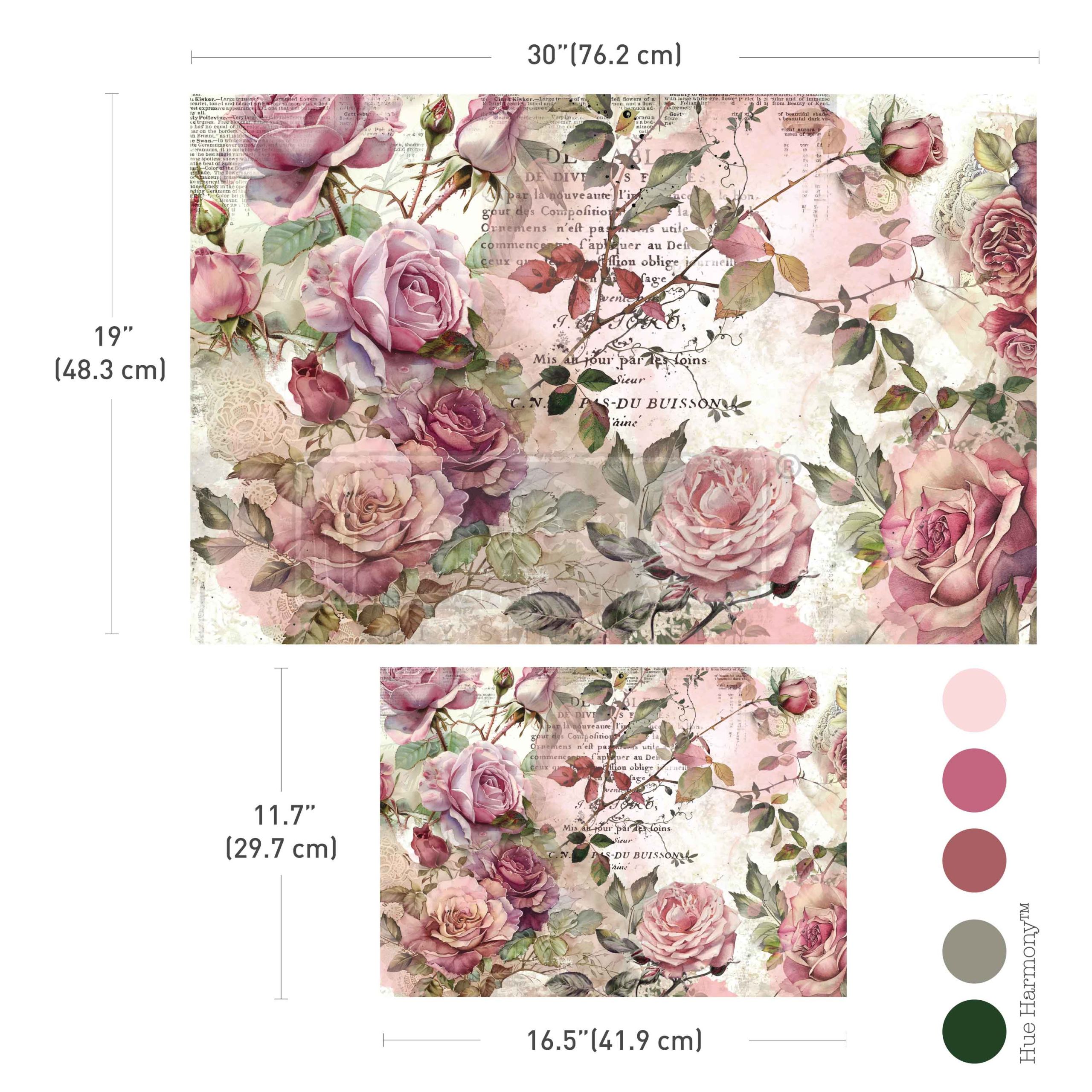 Re-Design with Prima - Double Delight Decoupage Fiber Paper Set – Dusty Velvet Mauve – Total 2 sheets – 1 sheet, 19.5″x30″ + 1 sheet, 11.7″x16.5″