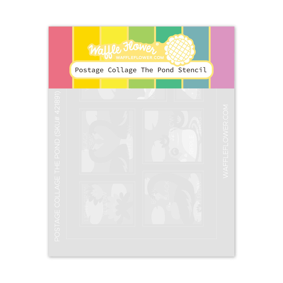 Waffle Flower - Postage Collage The Pond Stencil Waffle Flower - Postage Collage The Pond Stencil