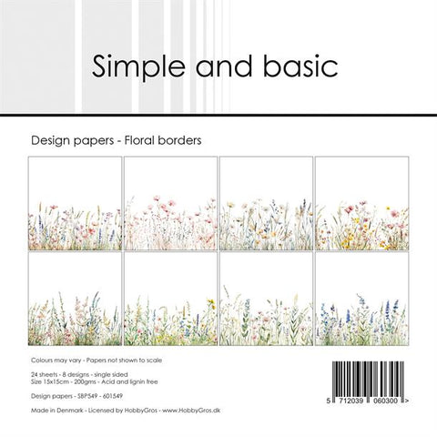 Simple and Basic Design Papers "Floral borders" 6x6"