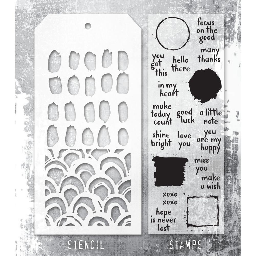 Tim Holtz Mixed-Media Stamps & Stencil Set THMM184: Note Quotes