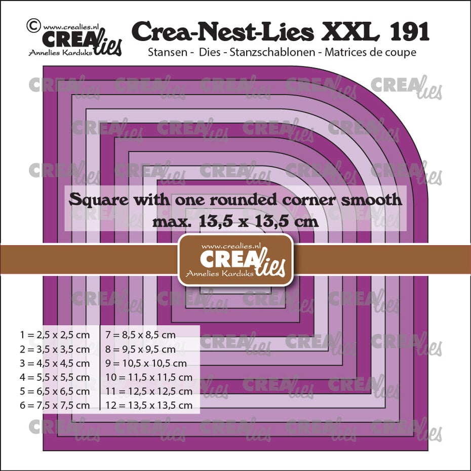Crealies - Crea-Nest-Lies XXL Dies Squares with One Rounded Corner Smooth