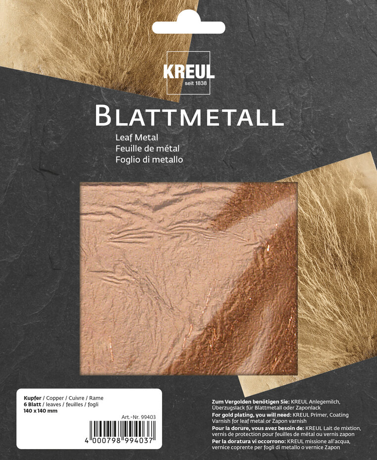 KREUL 140x140mm Leaf Metal Copper (6pcs)