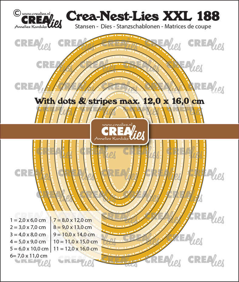 Crealies - Crea-Nest-Lies XXL Dies Ovals with Dots and Stripes
