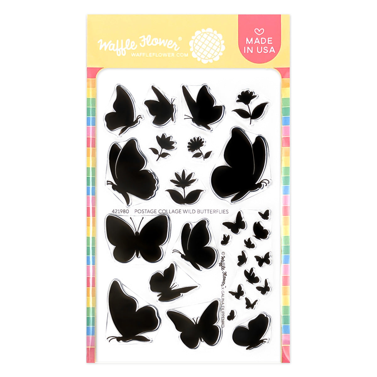 Waffle Flower -Postage Collage Wild Butterflies Stamp Set