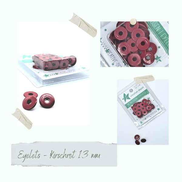 Creative Depot -  Breite Eyelets - Kirschrot - 13mm  Creative Depot -  Breite Eyelets - Kirschrot - 13mm