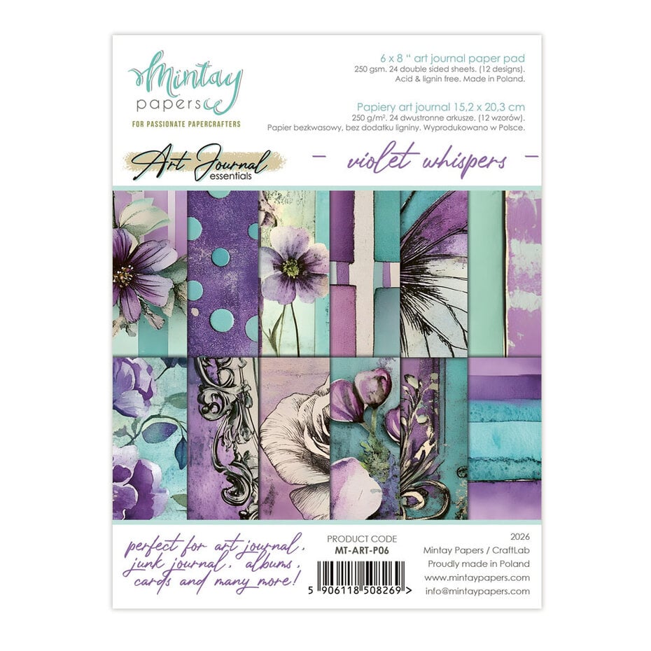 Mintay - Art Journal Paper Pad 6x8 Inch Violet Whispers