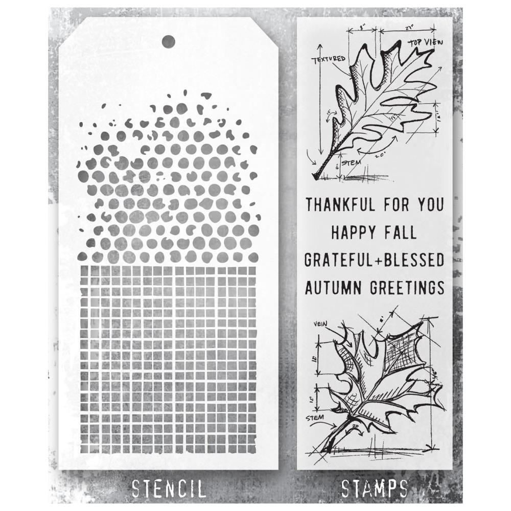 Tim Holtz Mixed-Media Stamps & Stencil Set -  Set #51  Tim Holtz Mixed-Media Stamps & Stencil Set -  Set #51