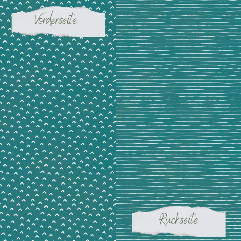 Creative Depot - Designpapier - Basic - Smaragd - Doodle Dächer + Streifen - Doppelseitig bedruckt 